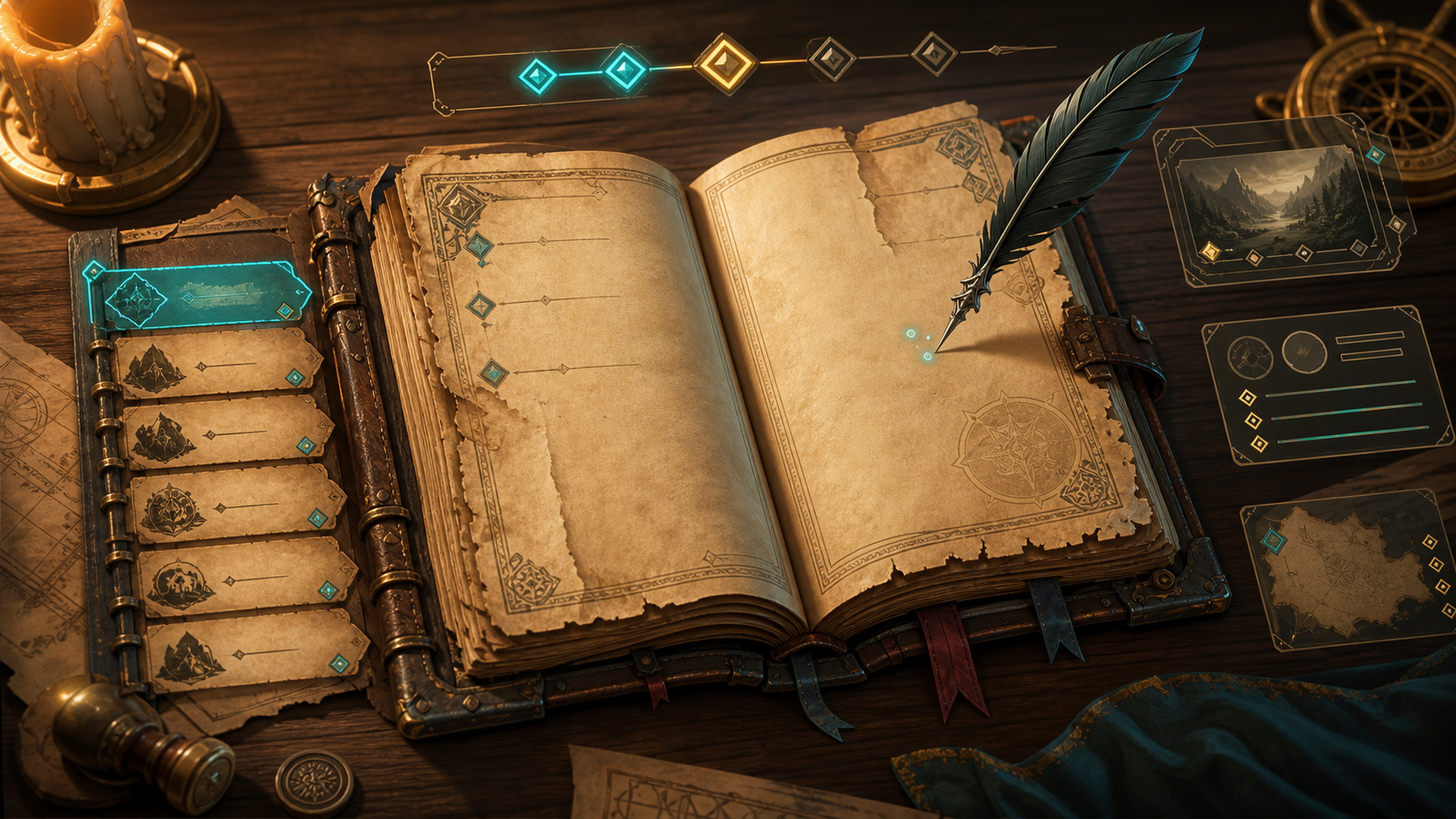 Generated Ancient Story journal UI concept